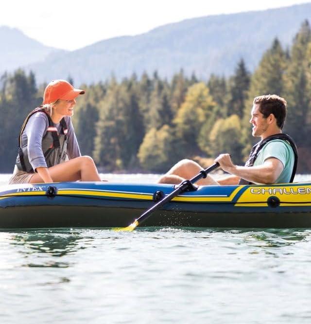 imageINTEX Challenger 2 Inflatable Boat Set Includes Deluxe 48in Boat Oars and HighOutput PumpYellow