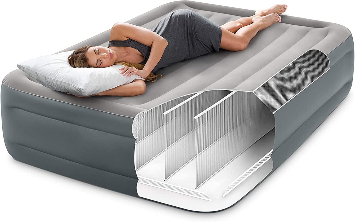 imageIntex 64125ED DuraBeam Plus Essential Rest Air Mattress FiberTech Queen Size Builtin Electric Pump 18in Bed Height 600lb Weight CapacityAirbed