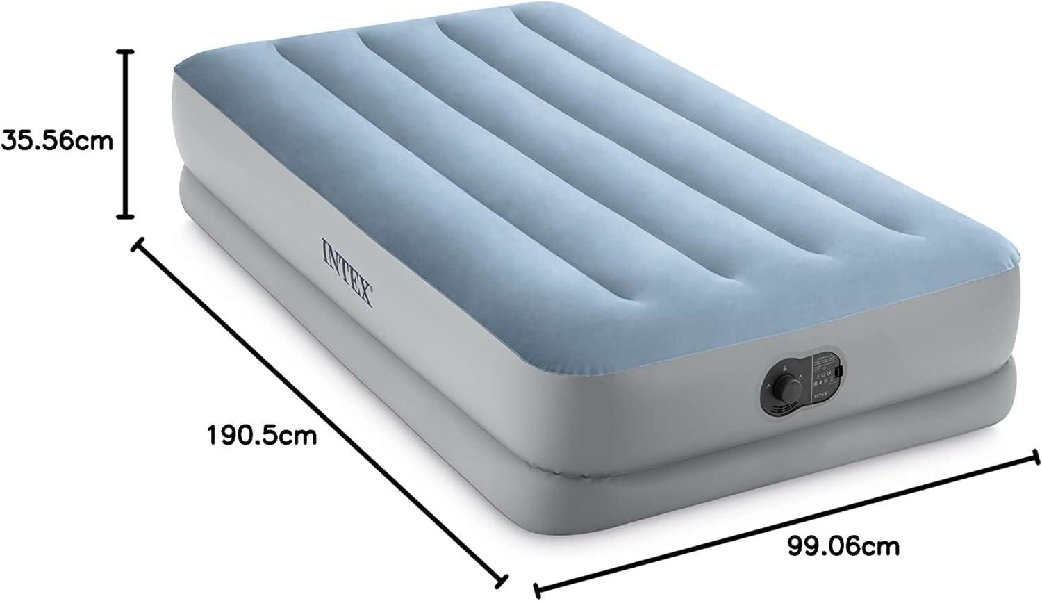 imageIntex 64157E DuraBeam Plus MidRise Air Mattress FiberTech Twin Size Builtin USB Electric Pump 14in Bed Height 300lb Weight CapacityTwin Pack of 3