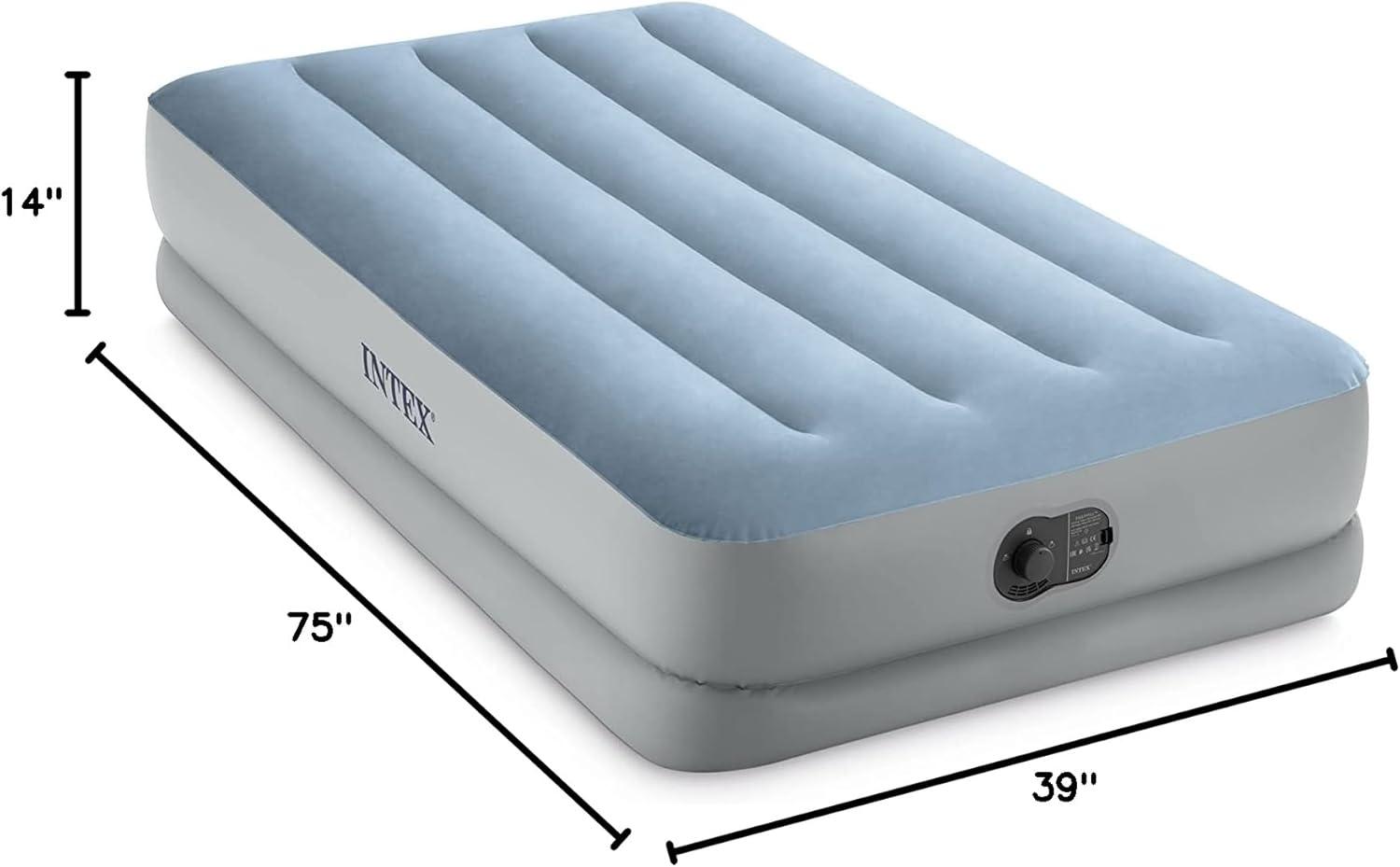 imageIntex 64157E DuraBeam Plus MidRise Air Mattress FiberTech Twin Size Builtin USB Electric Pump 14in Bed Height 300lb Weight CapacityTwin Pack of 3