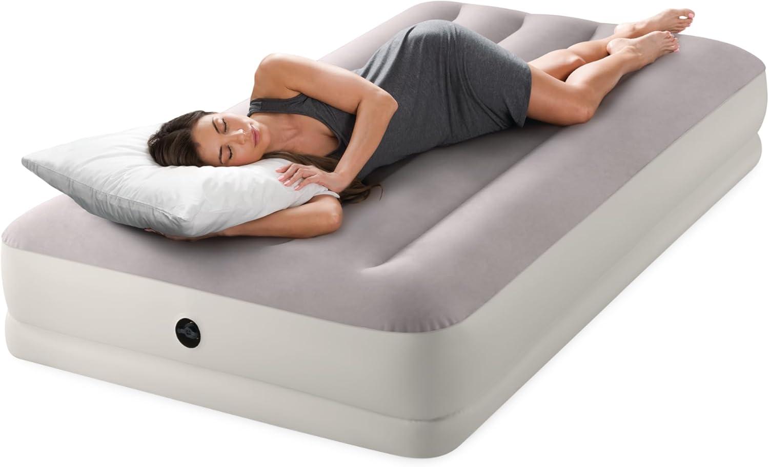 imageIntex 64177E DuraBeam Standard Prestige MidRise Air Mattress FiberTech Twin Size Quickfill USB Air PumpDuraBeam Standard Prestige MidRise Air Mattress