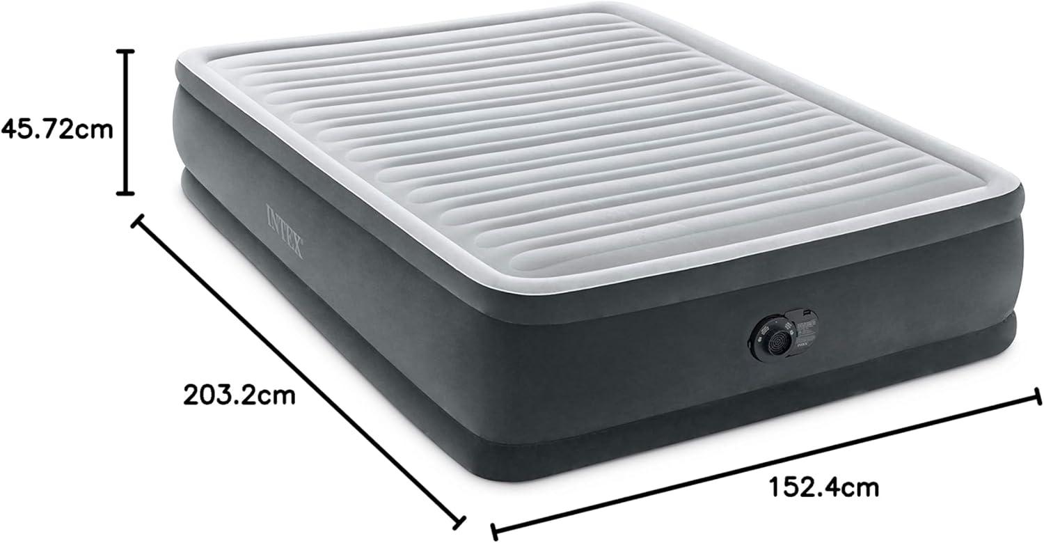 imageIntex 64417ED 22in Queen DuraBeam Comfort Plush HighRise Inflatable Air Mattress with Built in Pump for Travel and Camping 600lb Weight CapacityGrey
