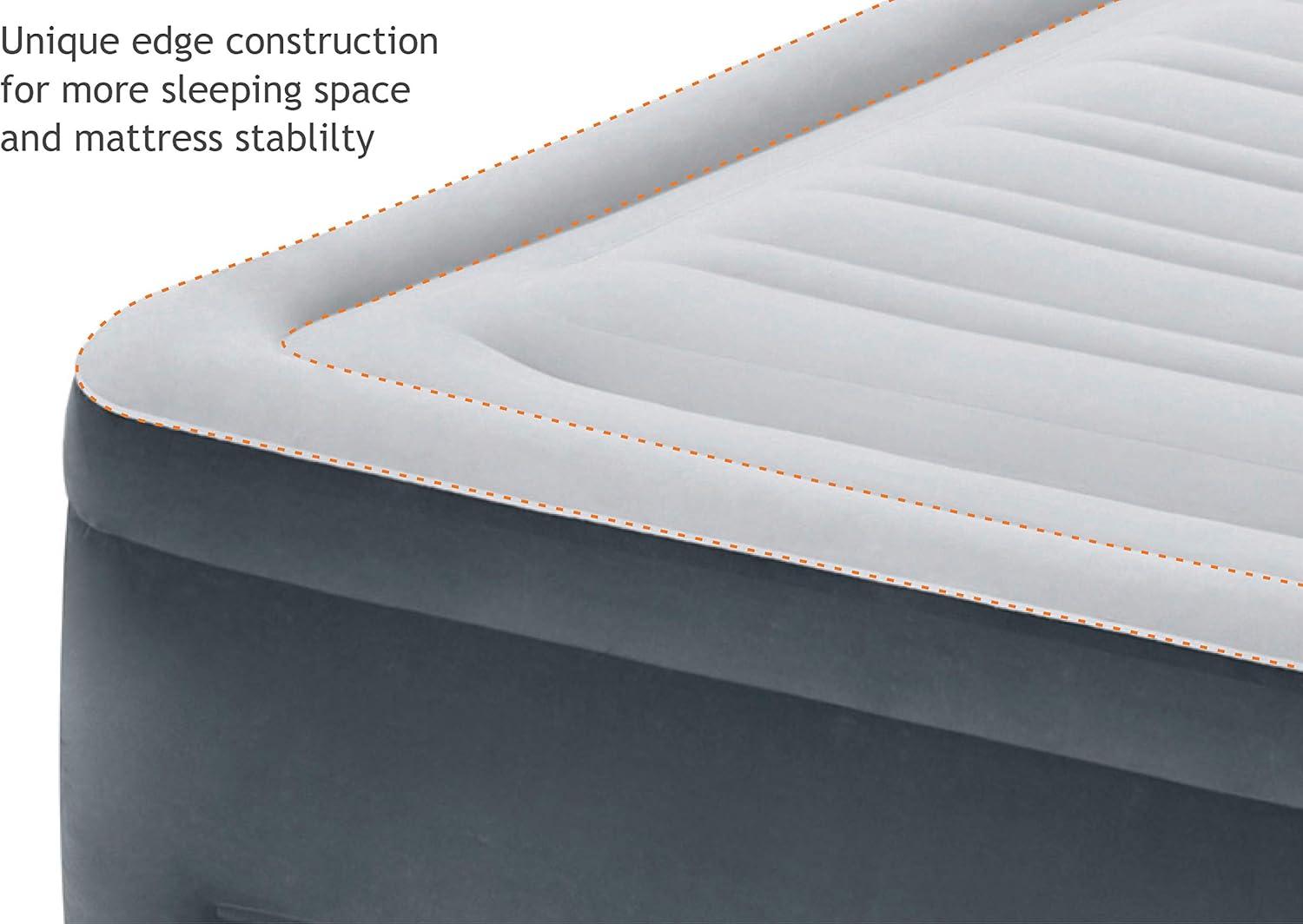 imageIntex 64417ED 22in Queen DuraBeam Comfort Plush HighRise Inflatable Air Mattress with Built in Pump for Travel and Camping 600lb Weight CapacityGrey