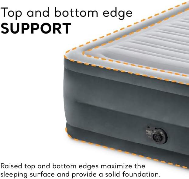 imageIntex 64417ED 22in Queen DuraBeam Comfort Plush HighRise Inflatable Air Mattress with Built in Pump for Travel and Camping 600lb Weight CapacityGrey