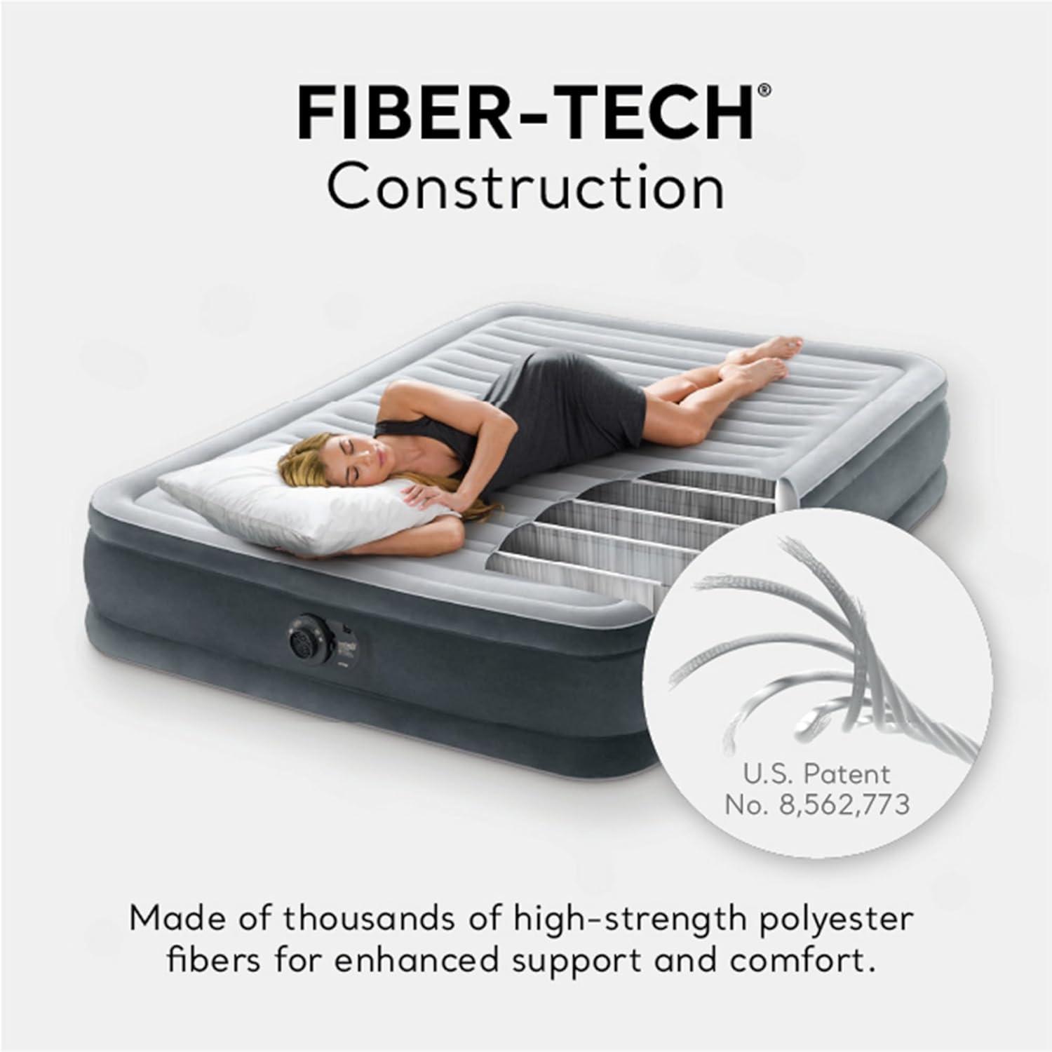 imageIntex 64417ED 22in Queen DuraBeam Comfort Plush HighRise Inflatable Air Mattress with Built in Pump for Travel and Camping 600lb Weight CapacityGrey