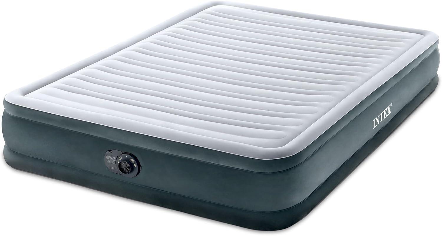 imageIntex 64417ED 22in Queen DuraBeam Comfort Plush HighRise Inflatable Air Mattress with Built in Pump for Travel and Camping 600lb Weight CapacityGrey