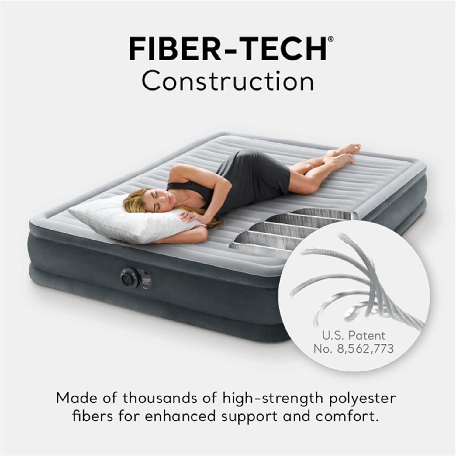 imageIntex 64417ED 22in Queen DuraBeam Comfort Plush HighRise Inflatable Air Mattress with Built in Pump for Travel and Camping 600lb Weight CapacityGrey
