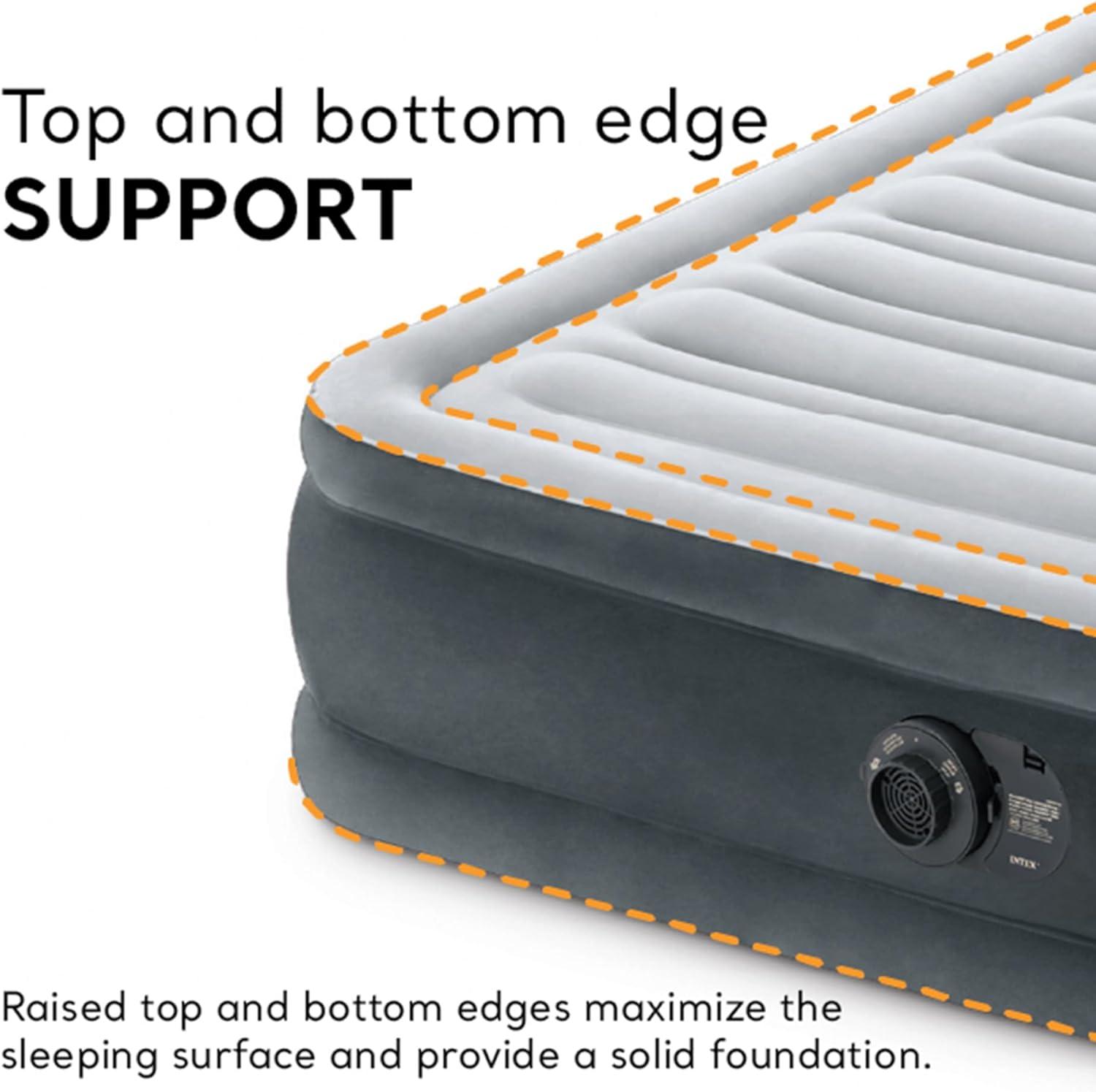 imageIntex 64417ED 22in Queen DuraBeam Comfort Plush HighRise Inflatable Air Mattress with Built in Pump for Travel and Camping 600lb Weight CapacityGrey