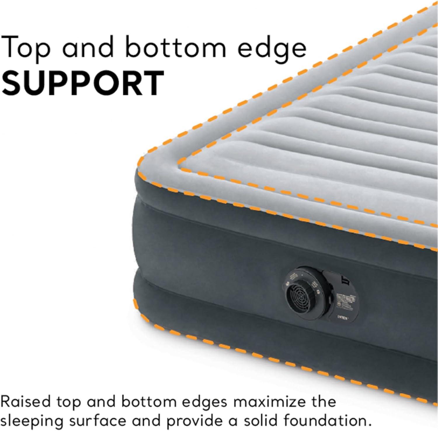 imageIntex 64417ED 22in Queen DuraBeam Comfort Plush HighRise Inflatable Air Mattress with Built in Pump for Travel and Camping 600lb Weight CapacityGrey