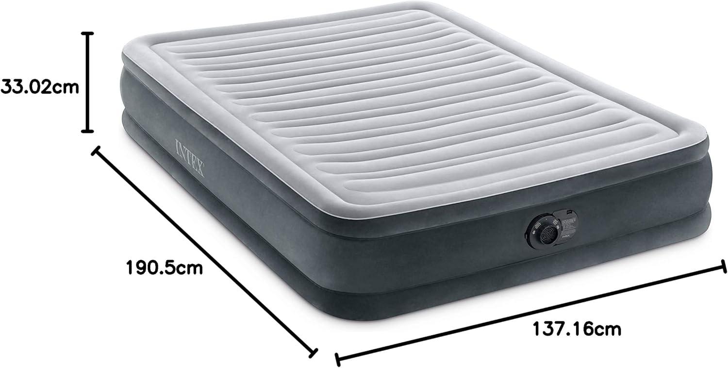 imageIntex 64417ED 22in Queen DuraBeam Comfort Plush HighRise Inflatable Air Mattress with Built in Pump for Travel and Camping 600lb Weight CapacityGrey