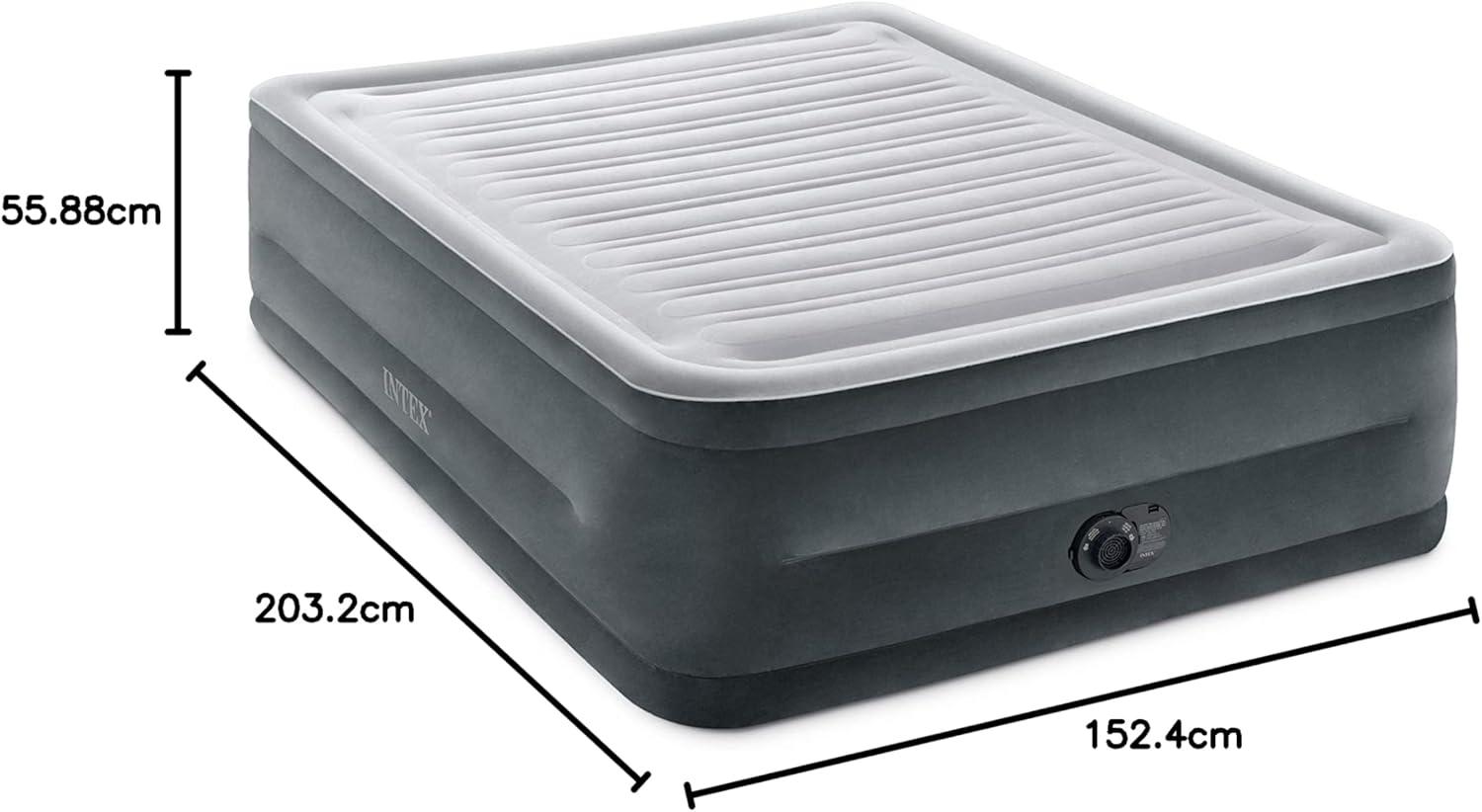 imageIntex 64417ED 22in Queen DuraBeam Comfort Plush HighRise Inflatable Air Mattress with Built in Pump for Travel and Camping 600lb Weight CapacityGrey