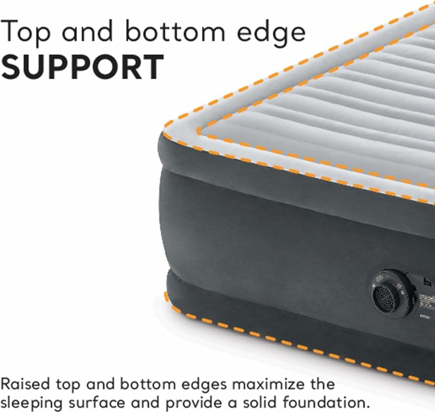imageIntex 64417ED 22in Queen DuraBeam Comfort Plush HighRise Inflatable Air Mattress with Built in Pump for Travel and Camping 600lb Weight CapacityGrey