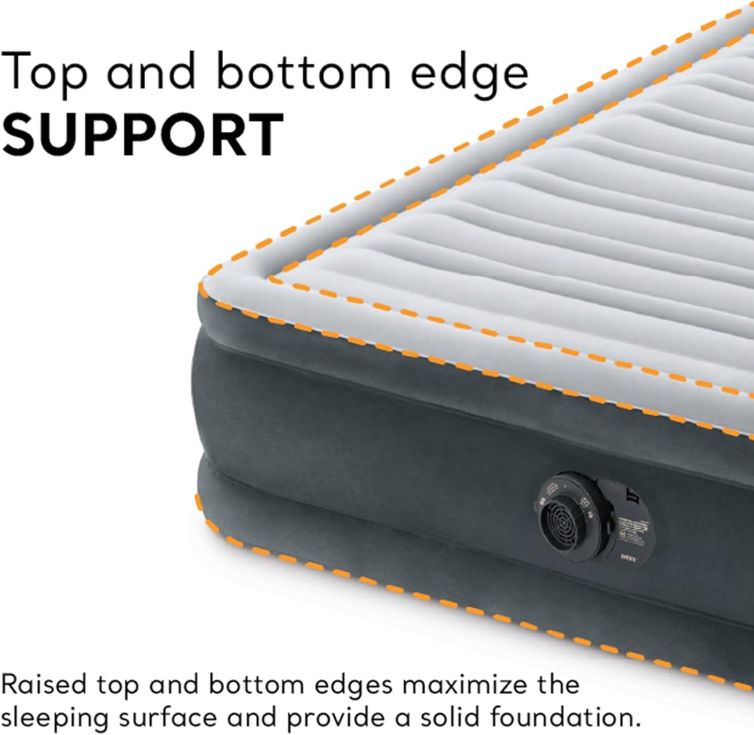 imageIntex 64417ED 22in Queen DuraBeam Comfort Plush HighRise Inflatable Air Mattress with Built in Pump for Travel and Camping 600lb Weight CapacityGrey