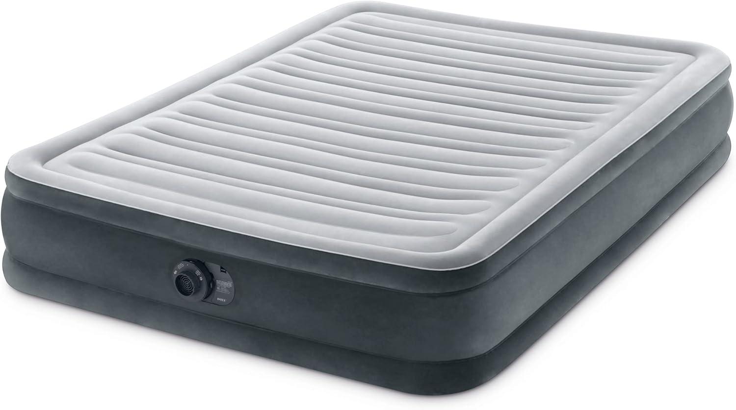 imageIntex 64417ED 22in Queen DuraBeam Comfort Plush HighRise Inflatable Air Mattress with Built in Pump for Travel and Camping 600lb Weight CapacityGrey