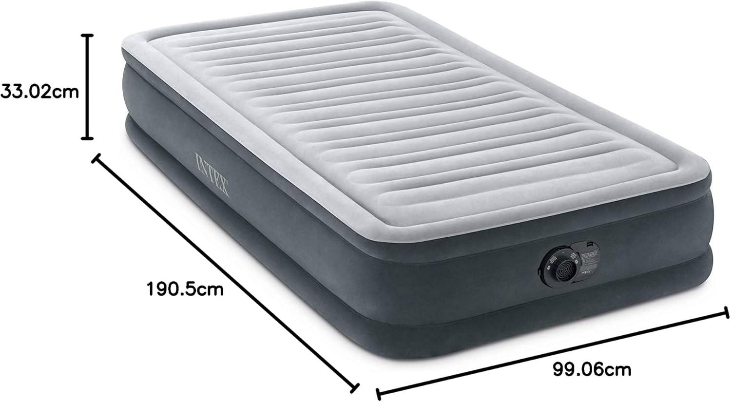 imageIntex 64417ED 22in Queen DuraBeam Comfort Plush HighRise Inflatable Air Mattress with Built in Pump for Travel and Camping 600lb Weight CapacityGrey