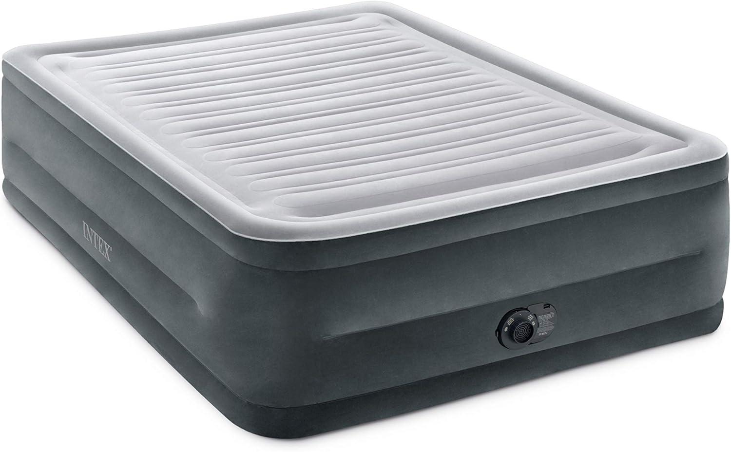 imageIntex 64417ED 22in Queen DuraBeam Comfort Plush HighRise Inflatable Air Mattress with Built in Pump for Travel and Camping 600lb Weight CapacityGrey
