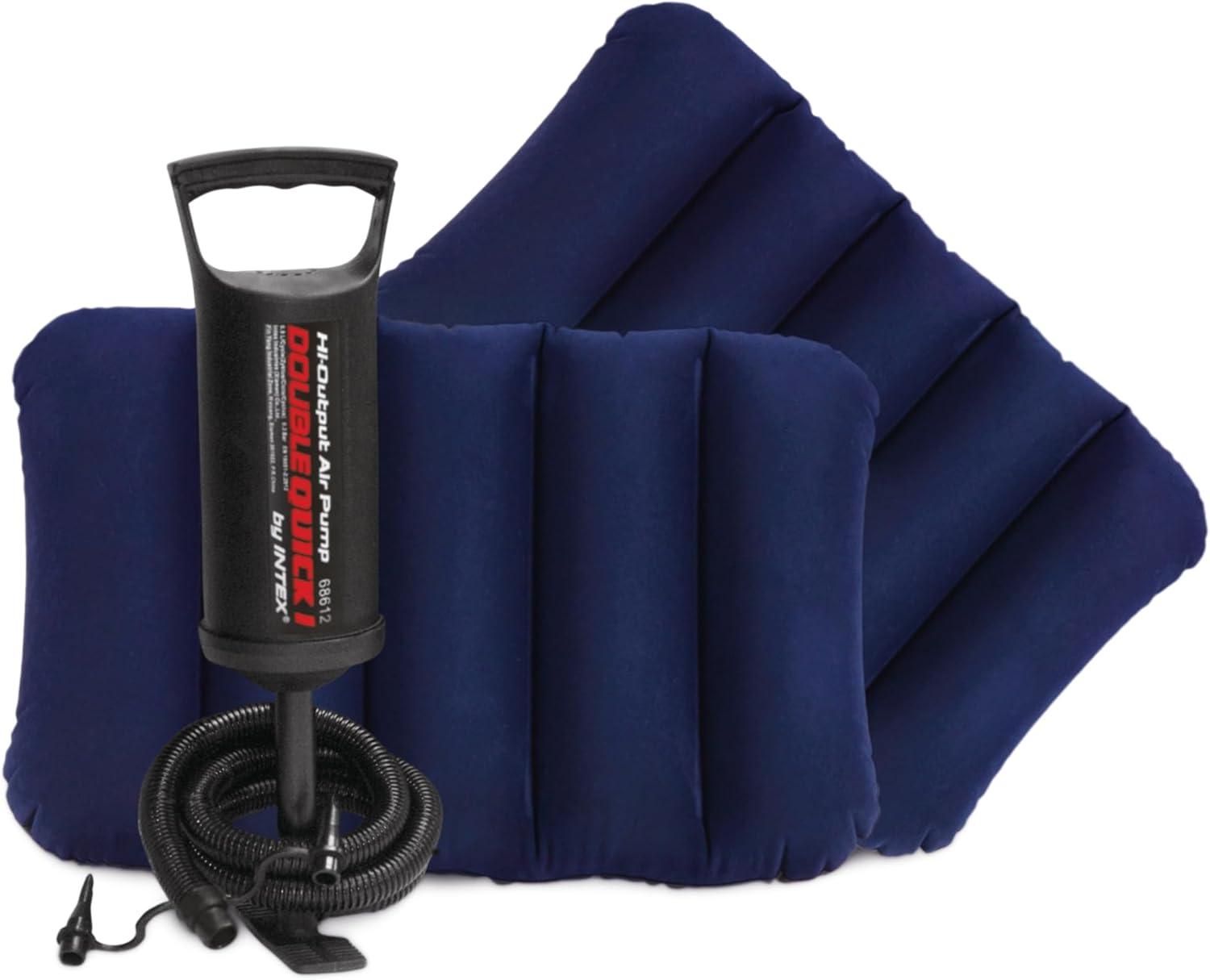 imageIntex 64757E DuraBeam Standard Downy Air Mattress FiberTech Twin Size 10in Bed Height 300lb Weight Capacity Pump Sold SeparatelyQueen Airbed Set