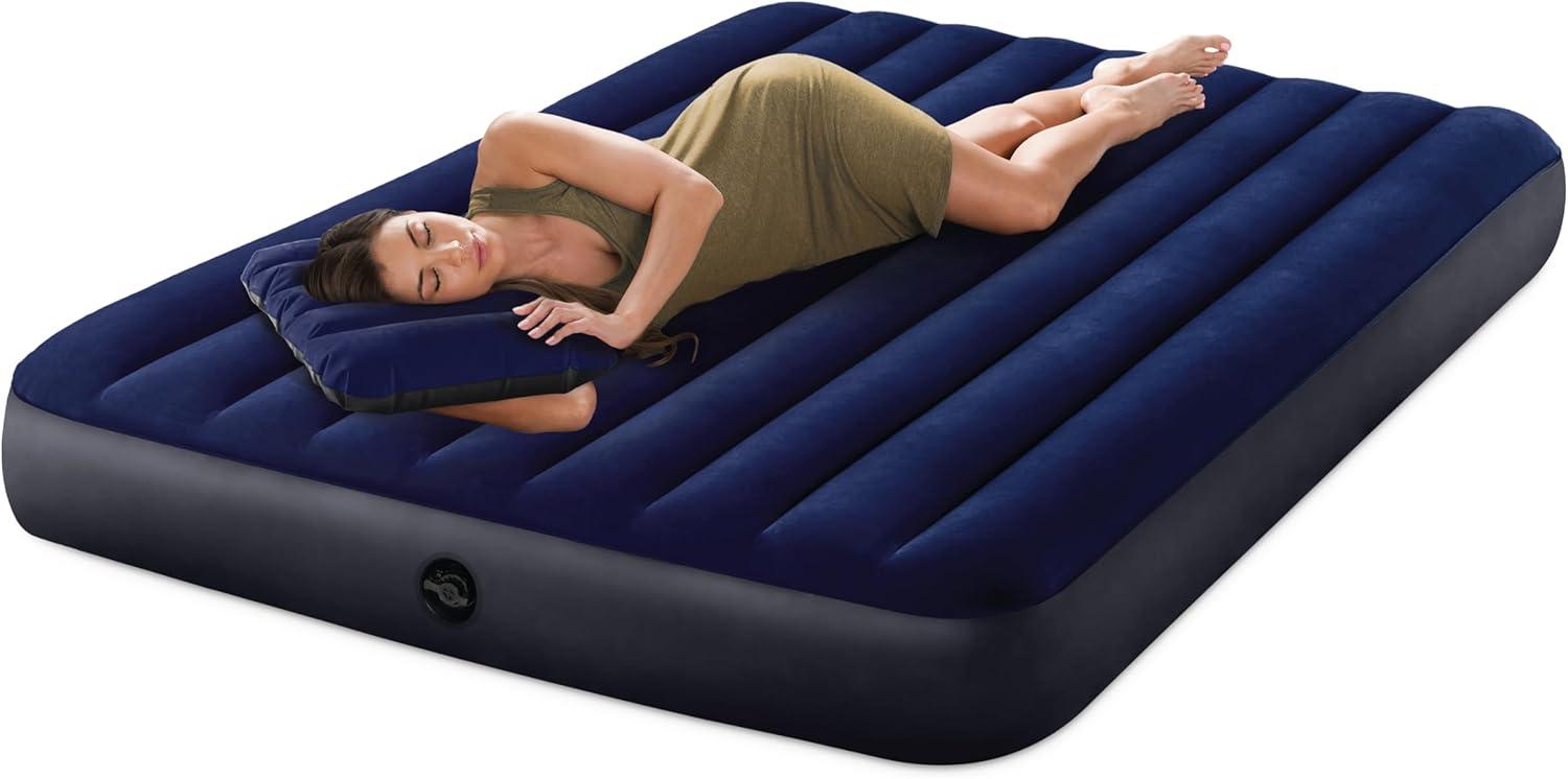 imageIntex 64757E DuraBeam Standard Downy Air Mattress FiberTech Twin Size 10in Bed Height 300lb Weight Capacity Pump Sold SeparatelyQueen Airbed Set