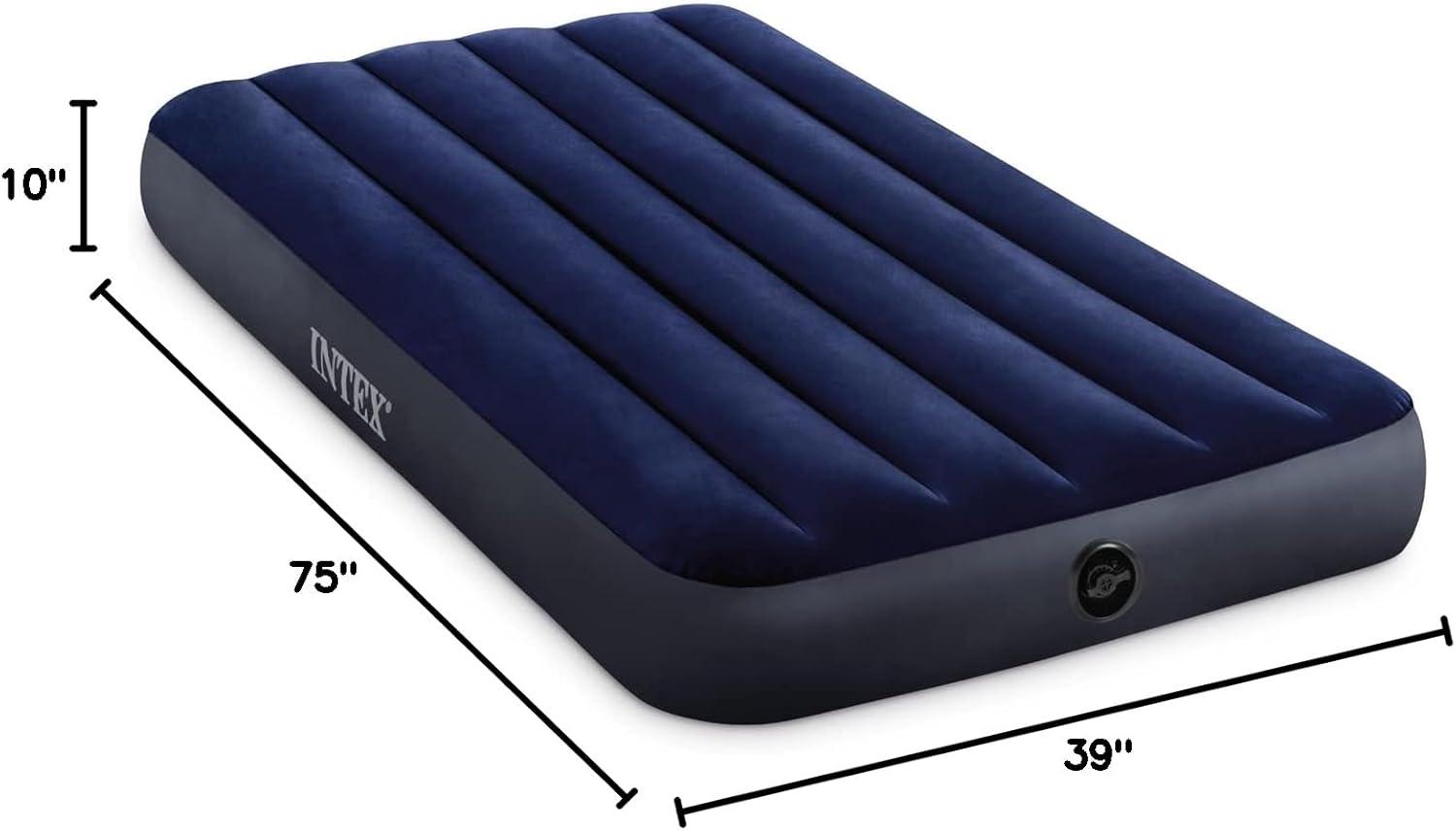 imageIntex 64757E DuraBeam Standard Downy Air Mattress FiberTech Twin Size 10in Bed Height 300lb Weight Capacity Pump Sold SeparatelyTwin