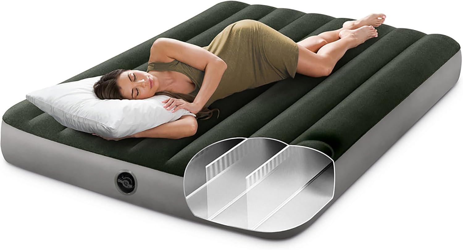 imageIntex 64762E DuraBeam Standard Downy Air Mattress FiberTech Full Size Builtin Foot Pump 10in Bed Height 300lb Weight CapacityFull Pack of 3