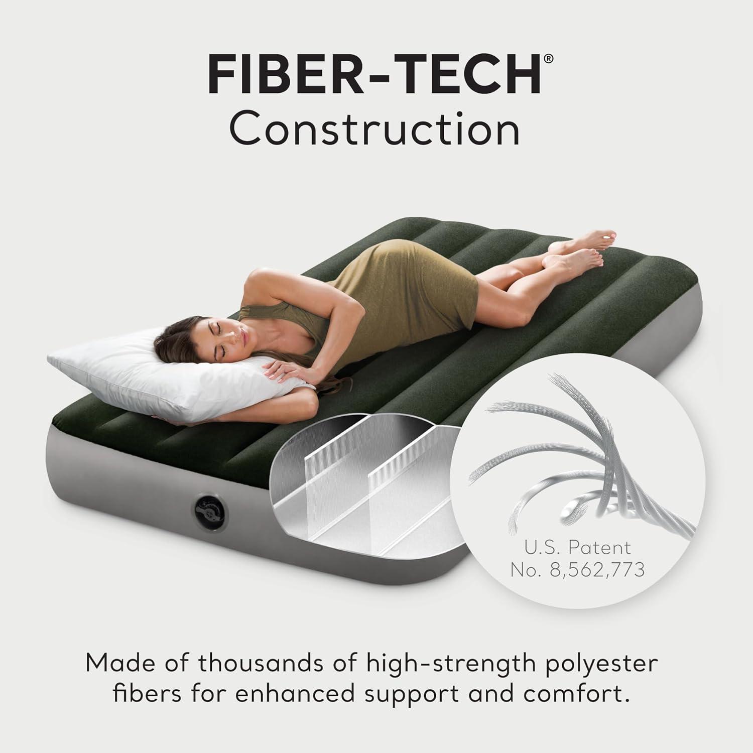 imageIntex 64762E DuraBeam Standard Downy Air Mattress FiberTech Full Size Builtin Foot Pump 10in Bed Height 300lb Weight CapacityTwin