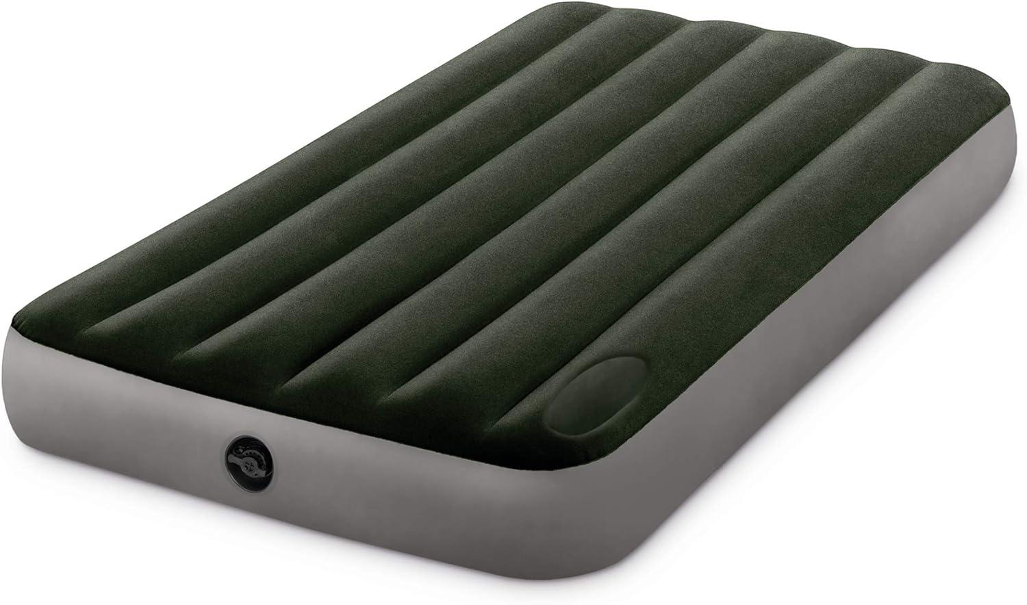 imageIntex 64762E DuraBeam Standard Downy Air Mattress FiberTech Full Size Builtin Foot Pump 10in Bed Height 300lb Weight CapacityTwin