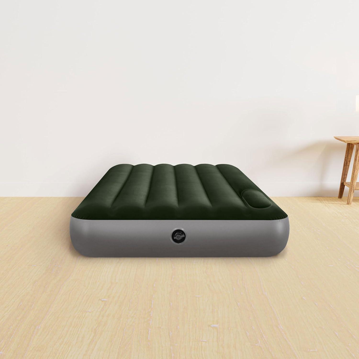 imageIntex 64762E DuraBeam Standard Downy Air Mattress FiberTech Full Size Builtin Foot Pump 10in Bed Height 300lb Weight CapacityTwin