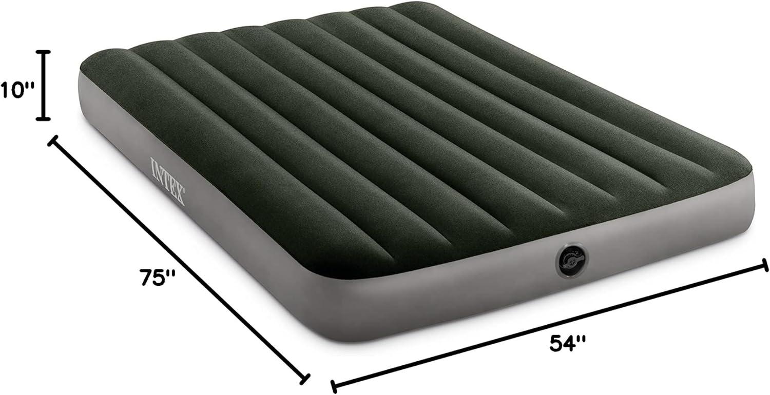 imageIntex 64777E DuraBeam Standard Prestige Air Mattress FiberTech Twin Size HandHeld Battery Pump 10in Bed Height 300lb Weight CapacityFull