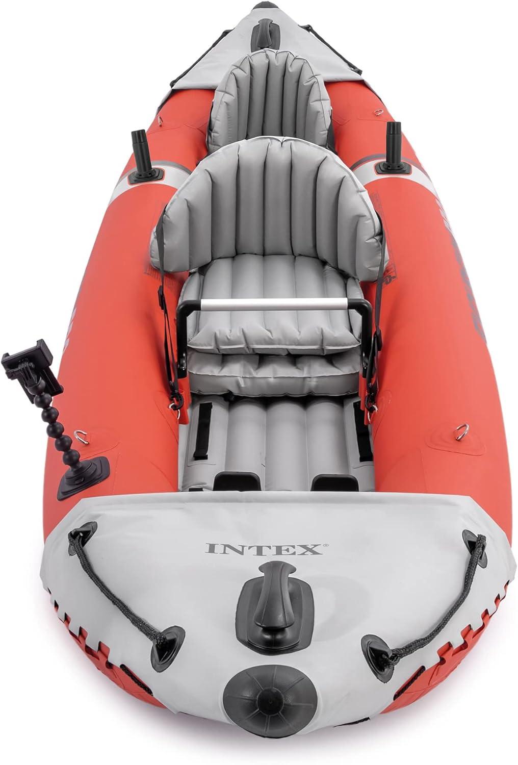 imageIntex 68309EP Excursion Pro K2 Inflatable Kayak Set Includes Deluxe 86in Kayak Paddles and HighOutput Pump SuperTough PVC Adjustable Bucket Seat 2Person 400lb Weight Capacity2person Kayak Set