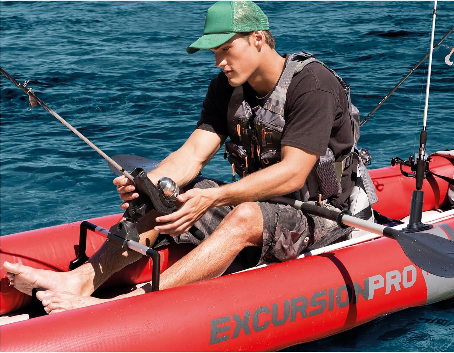 imageIntex 68309EP Excursion Pro K2 Inflatable Kayak Set Includes Deluxe 86in Kayak Paddles and HighOutput Pump SuperTough PVC Adjustable Bucket Seat 2Person 400lb Weight Capacity2person Kayak Set