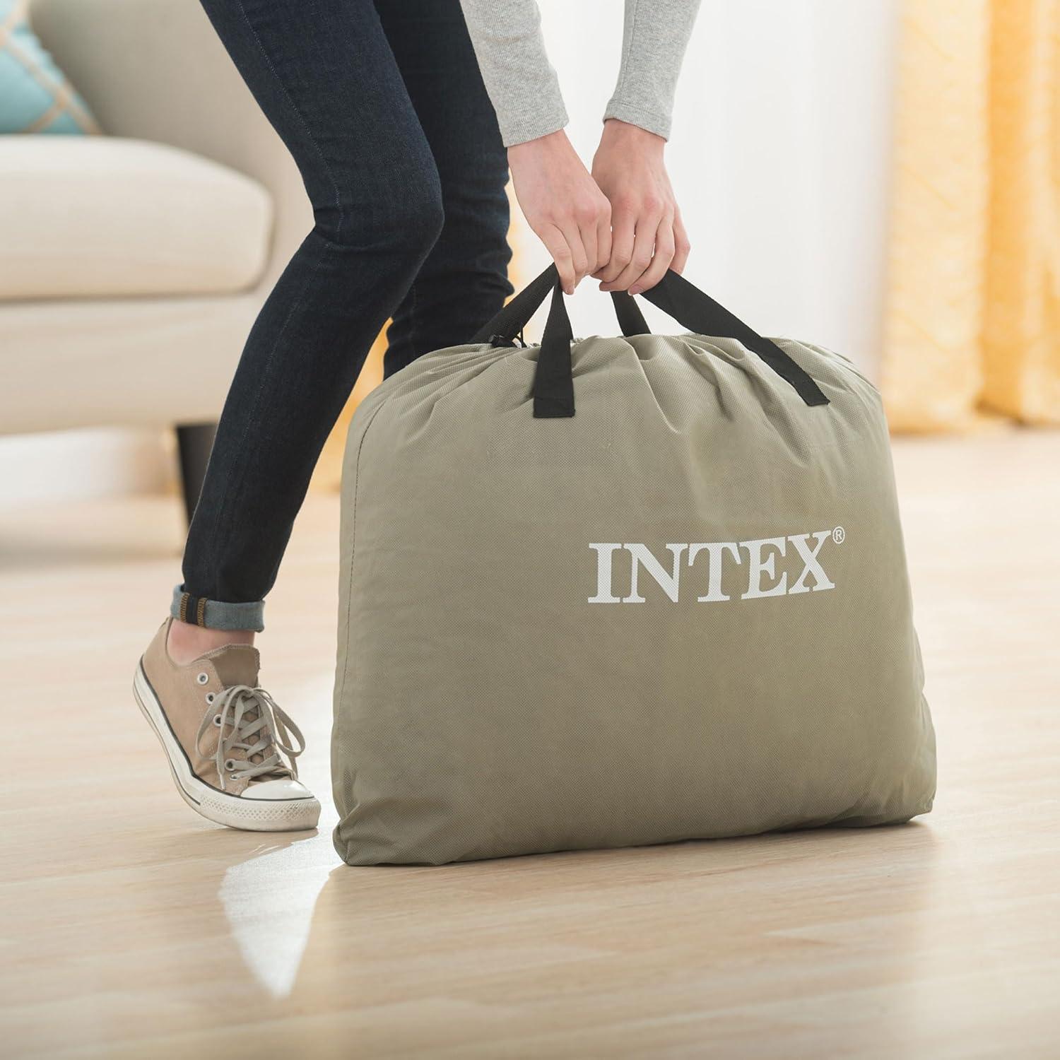 imageIntex Air Mattress 64123ED DuraBeam Plus Pillow Rest FiberTech Queen Size Builtin Electric Pump 165in Bed Height 600lb Weight CapacityQueen