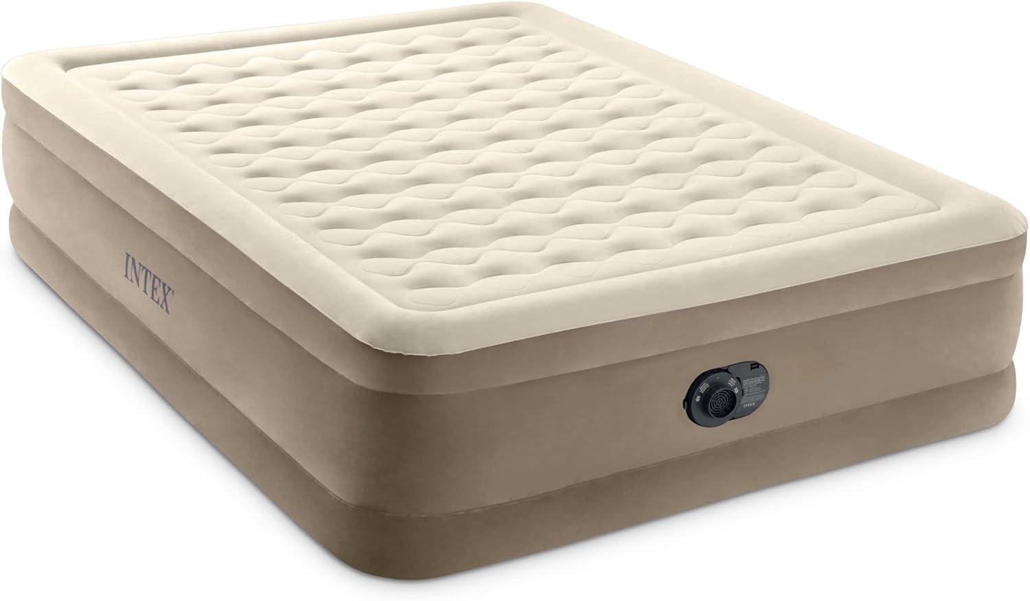 imageIntex DuraBeam Deluxe Ultra Plush Air Mattress FiberTech Builtin Electric Pump 18in Bed Height 300lb Weight Capacity Twin SizeQueen