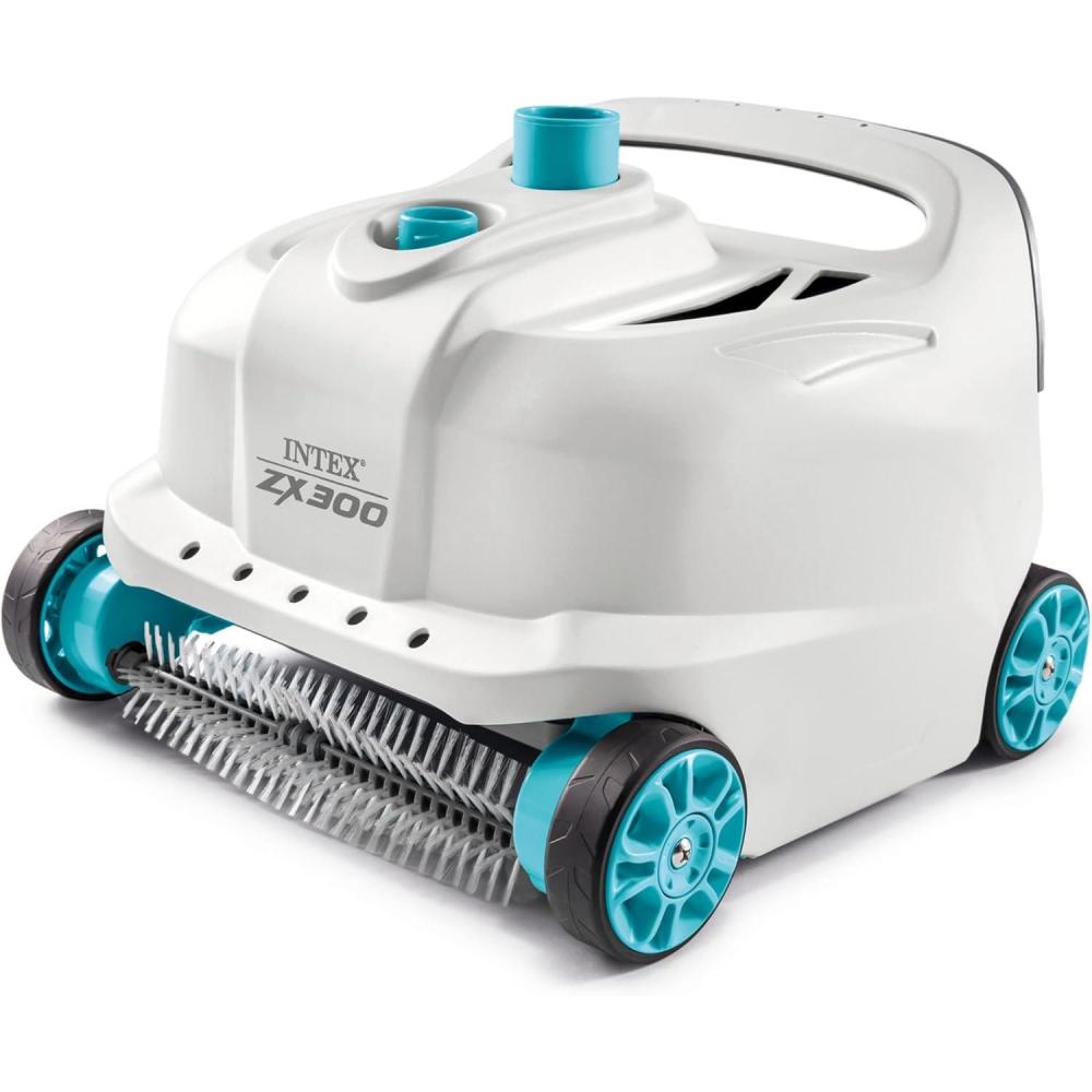 imageINTEX Deluxe PressureSide Above Ground Automatic Pool Cleaner Vacuum For Bigger Pools Cleans Pool Floors and Walls Removes Debris Removable Filter Tray 21ft Tangle Free HoseZX300