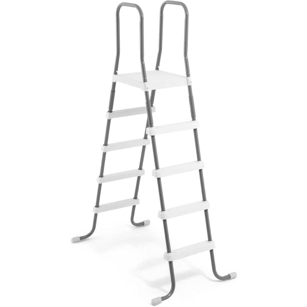imageIntex 28067E Steel Frame 52quot Pool Entry Step Ladder with Secure NonSlip Steps for Above Ground Outdoor Swimming Pools SilverLadder