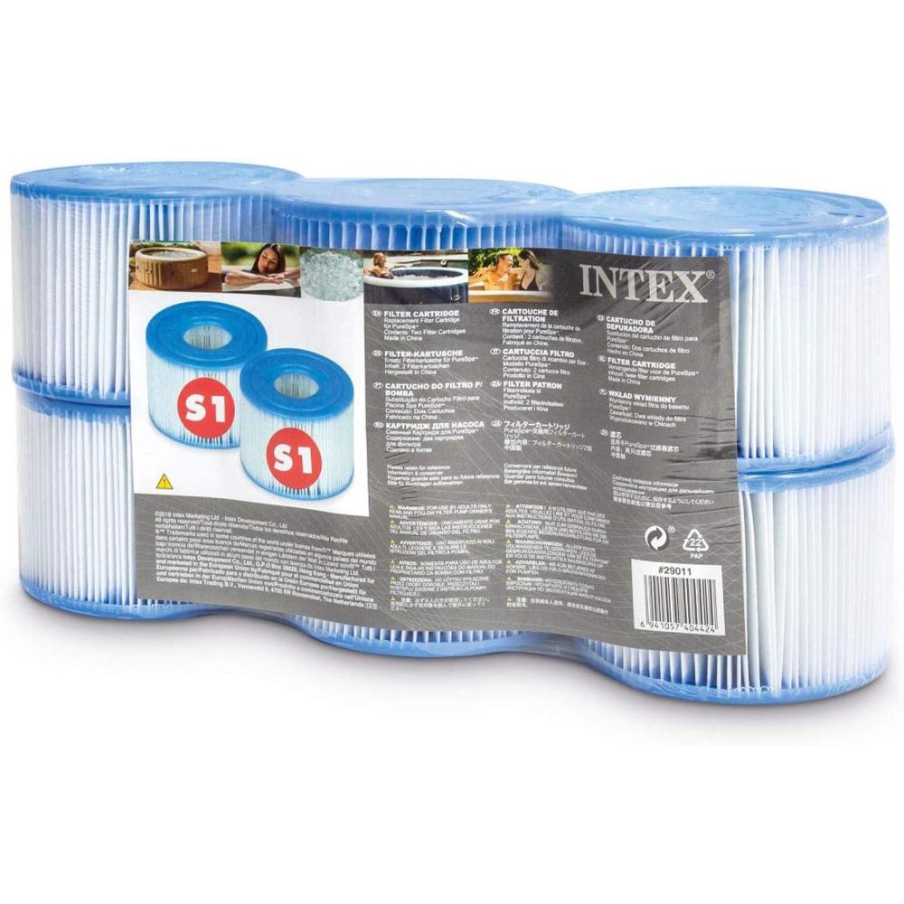 imageIntex 29001E PureSpa Type S1 Heavy Duty Easy Set Dacron Paper Hot Tub Spa Filter Replacement Cartridge for Various PureSpa Models 2 Pack6Pack