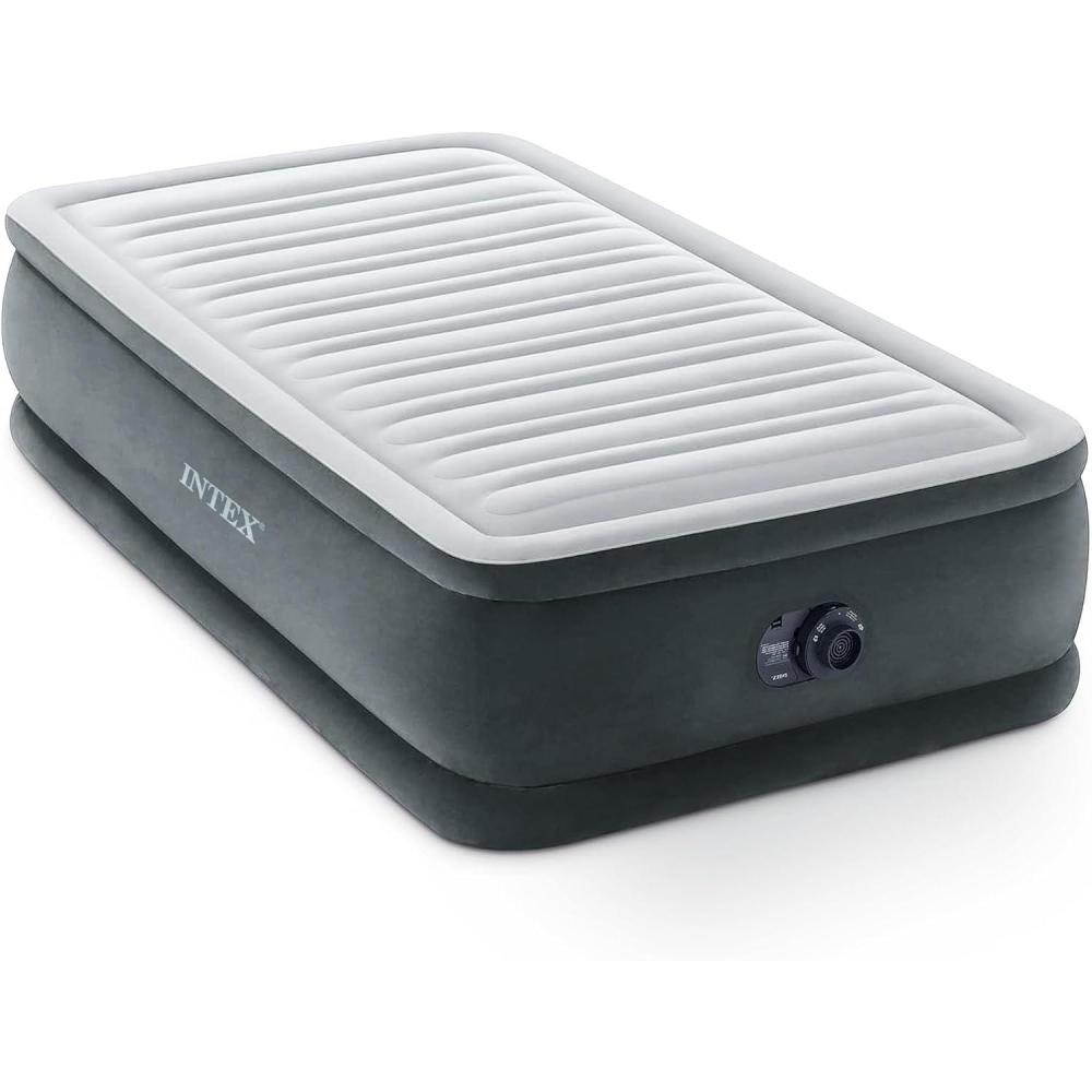 imageIntex 64417ED 22in Queen DuraBeam Comfort Plush HighRise Inflatable Air Mattress with Built in Pump for Travel and Camping 600lb Weight CapacityGrey