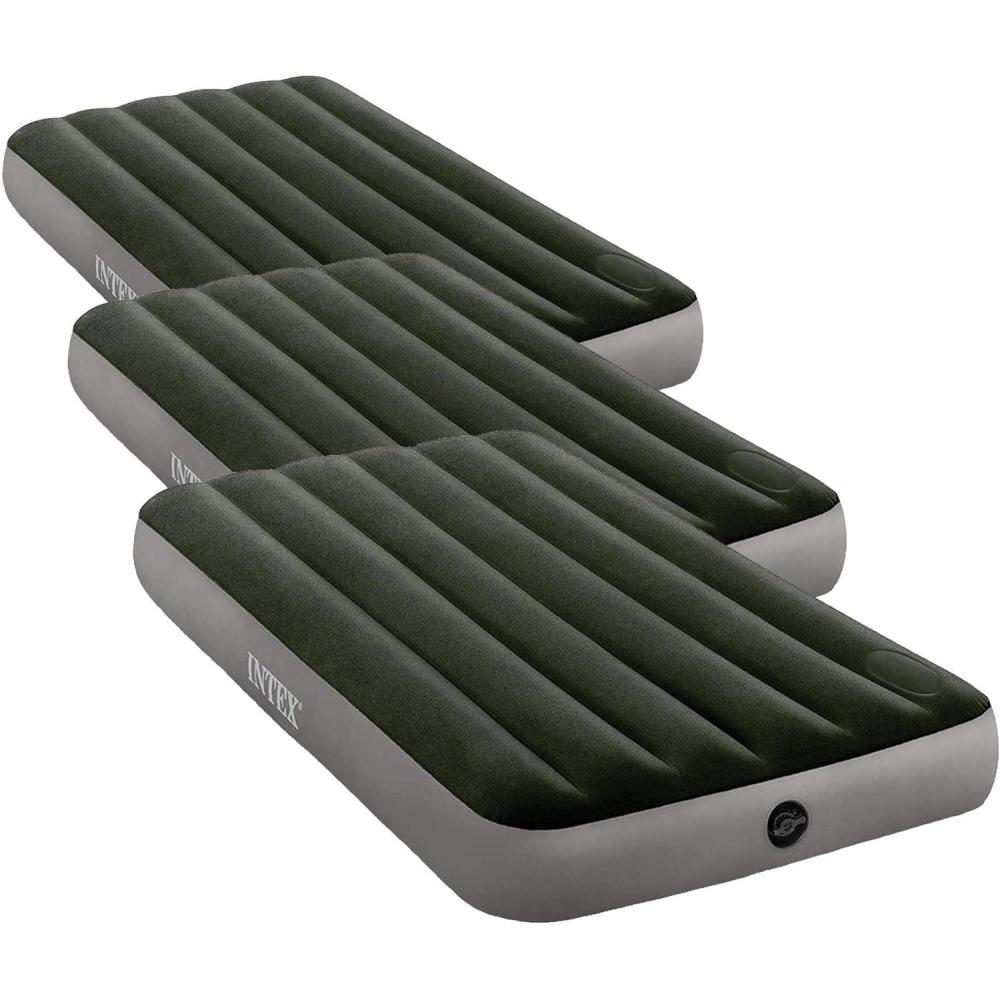 imageIntex 64762E DuraBeam Standard Downy Air Mattress FiberTech Full Size Builtin Foot Pump 10in Bed Height 300lb Weight CapacityFull Pack of 3