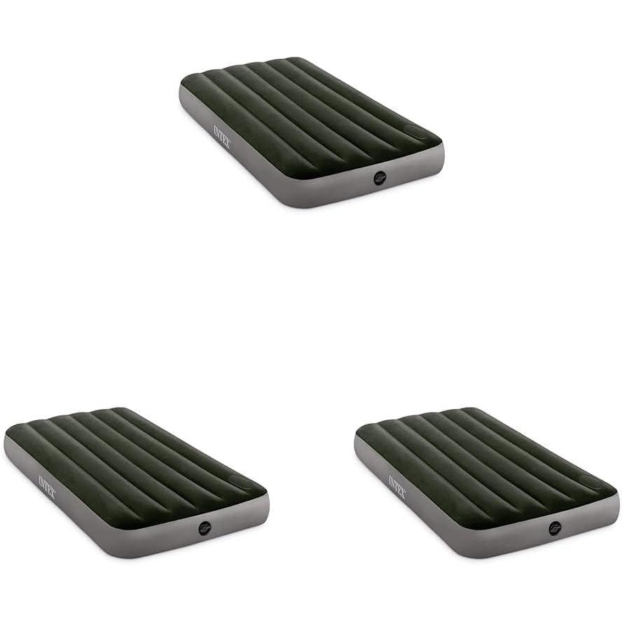 imageIntex 64762E DuraBeam Standard Downy Air Mattress FiberTech  Full Size  Builtin Foot Pump  10in Bed Height  300lb Weight CapacityQueen Pack of 3