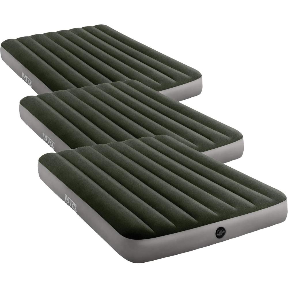 imageIntex 64777E DuraBeam Standard Prestige Air Mattress FiberTech Twin Size HandHeld Battery Pump 10in Bed Height 300lb Weight CapacityFull Pack of 3