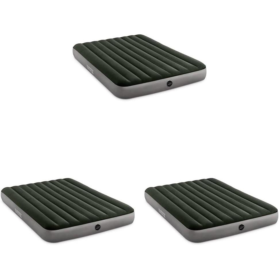 imageIntex 64777E DuraBeam Standard Prestige Air Mattress FiberTech Twin Size HandHeld Battery Pump 10in Bed Height 300lb Weight CapacityQueen Pack of 3
