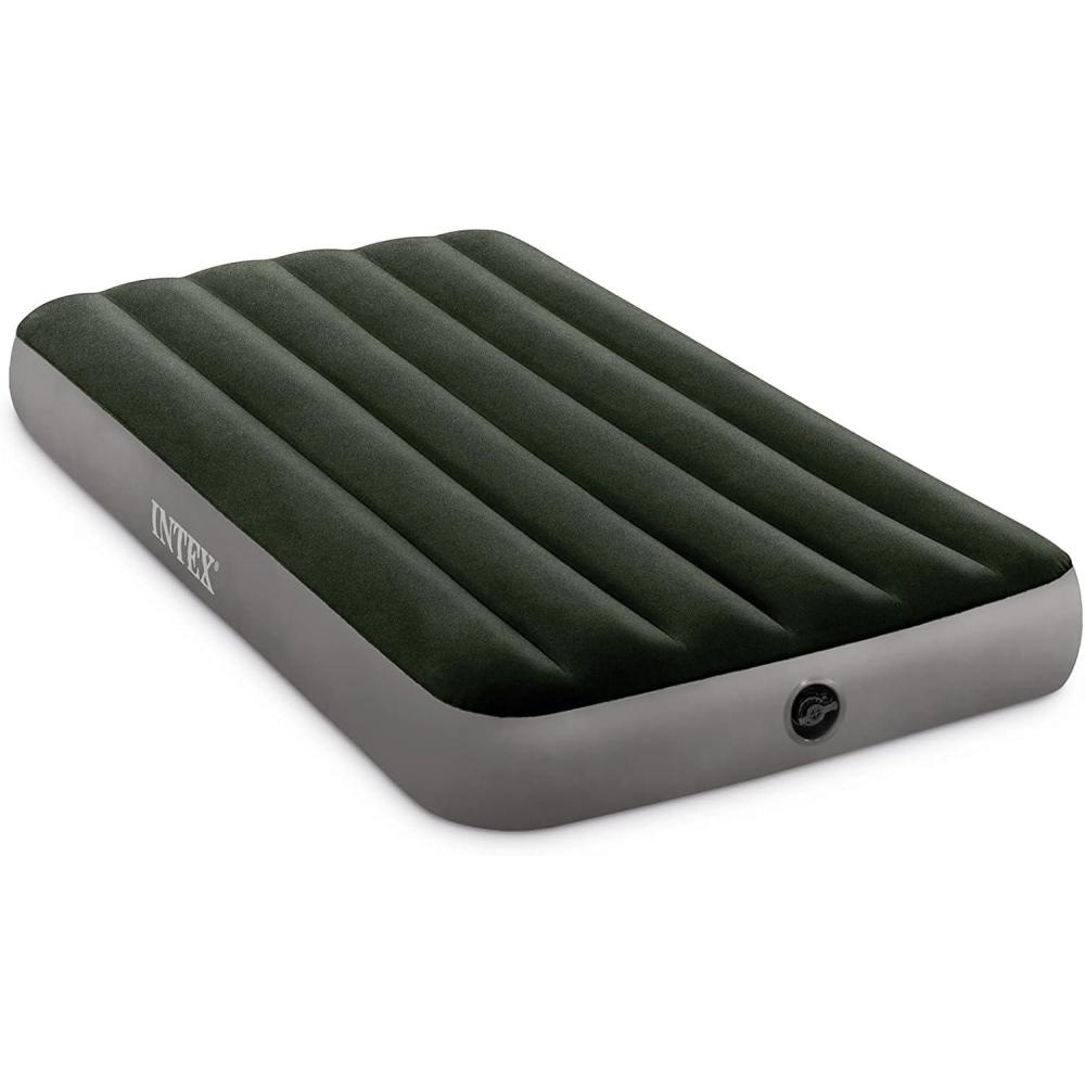 imageIntex 64777E DuraBeam Standard Prestige Air Mattress FiberTech  Twin Size  HandHeld Battery Pump  10in Bed Height  300lb Weight CapacityTwin