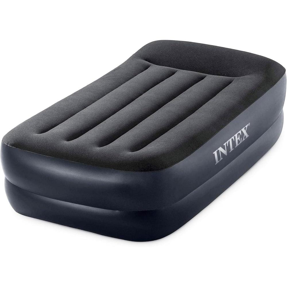 imageIntex Air Mattress 64123ED DuraBeam Plus Pillow Rest FiberTech Queen Size Builtin Electric Pump 165in Bed Height 600lb Weight CapacityTwin