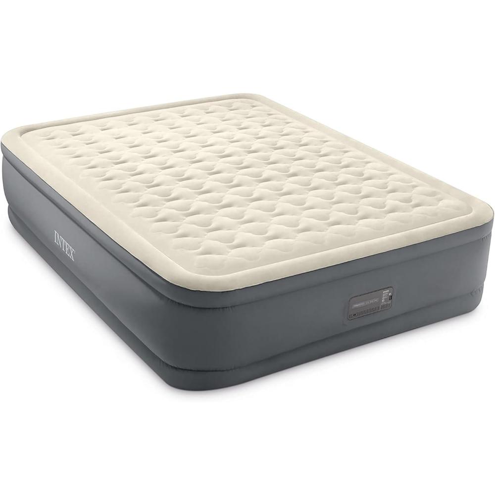 imageIntex PremAire II Luxury Air Mattress Builtin Electric Pump Firmness Control Button Queen Size 18in Elevated Bed Height 600lb Weight Capacity