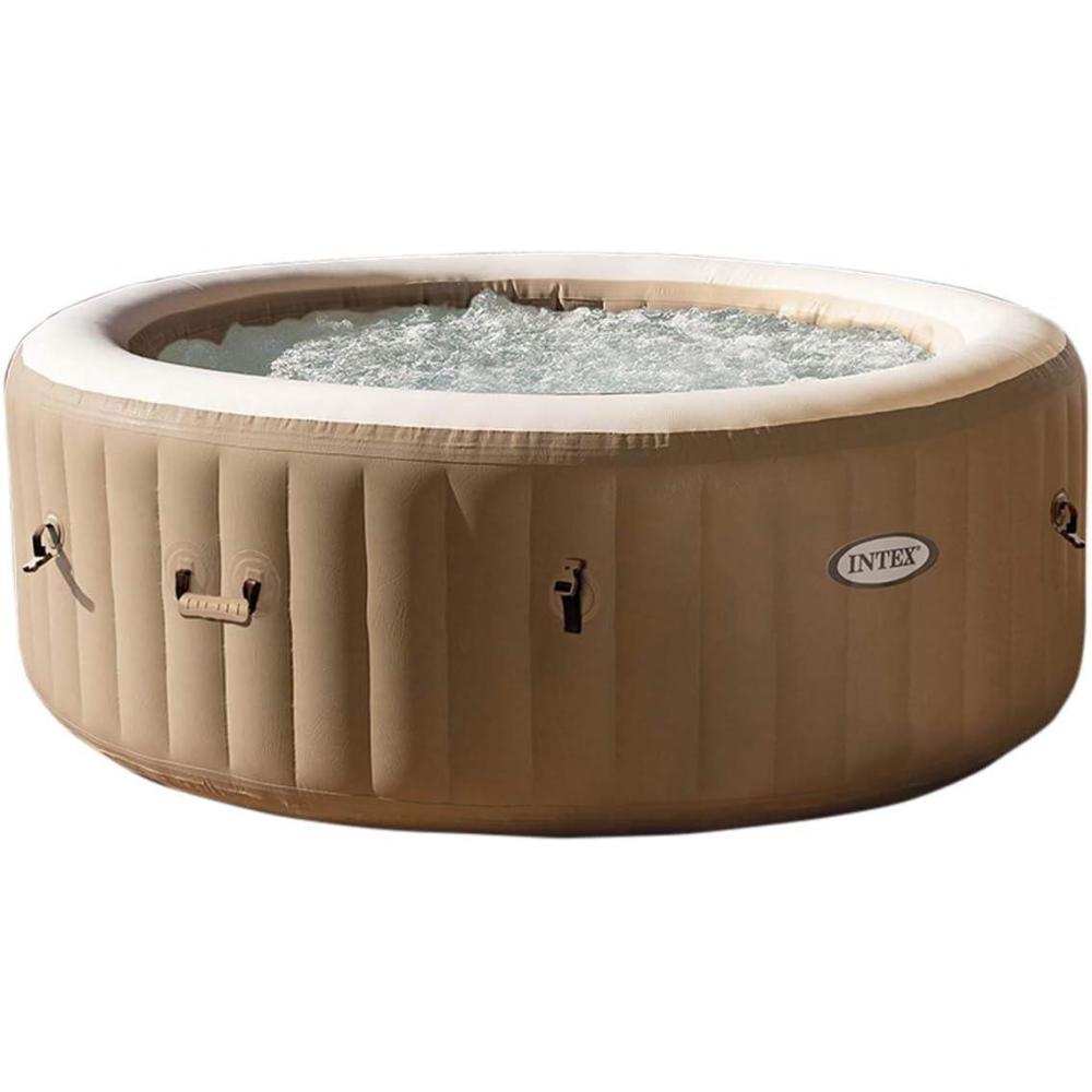 imageIntex PureSpa 6 Person Bubble Massage Inflatable Hot Tub Spa Set Sahara Tan  Portable Outdoor Spa Plus Water Heater Pump Foam Cover Dispenser BallSpa Only