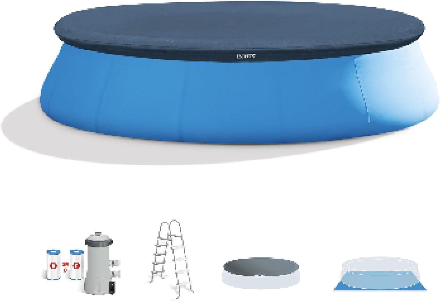 imageINTEX 26175EH Easy Set Inflatable Swimming Pool Set 18ft x 48in Includes 1500 GPH Cartridge Filter Pump Removable Ladder Pool Cover Ground Cloth15FT x 48IN