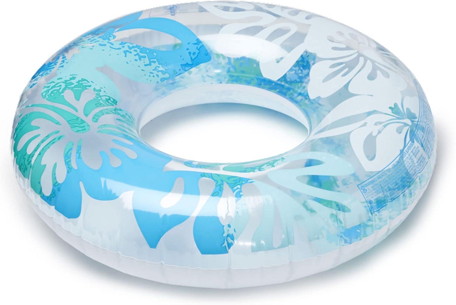imageINTEX 59251EP Clear Tropical Inflatable Tube Floral Graphic Design 36quot Diameter 132lb Weight Capacity One Tube Color May Vary
