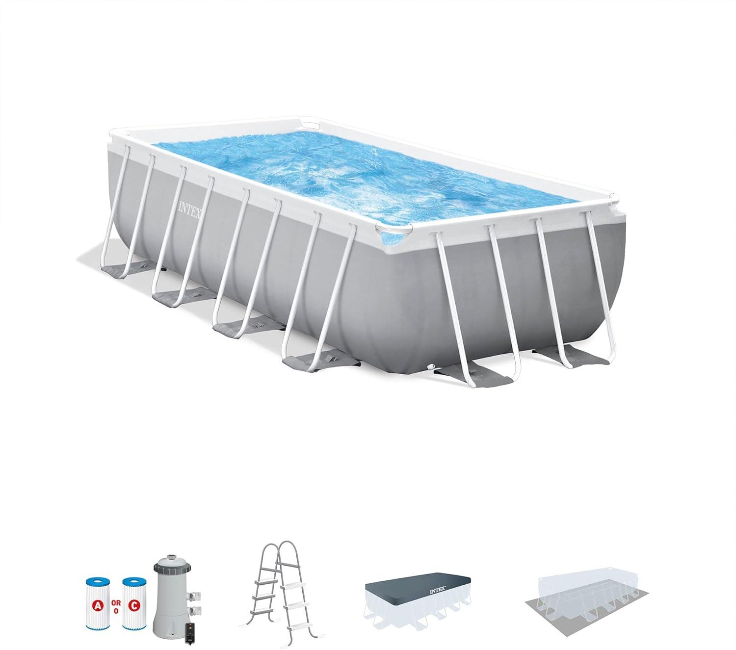 imageINTEX Above Ground Swimming Pool Set Prism Frame 166ft x 9ft x 48in with Pump ampamp Ladder16 x 8 x 42