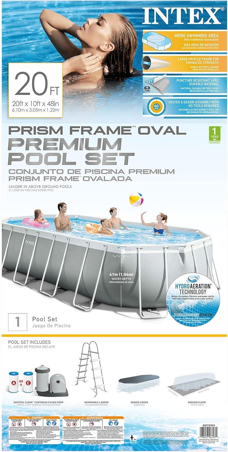 imageINTEX Above Ground Swimming Pool Set Prism Frame 166ft x 9ft x 48in with Pump ampamp Ladder20 x 10 x 48