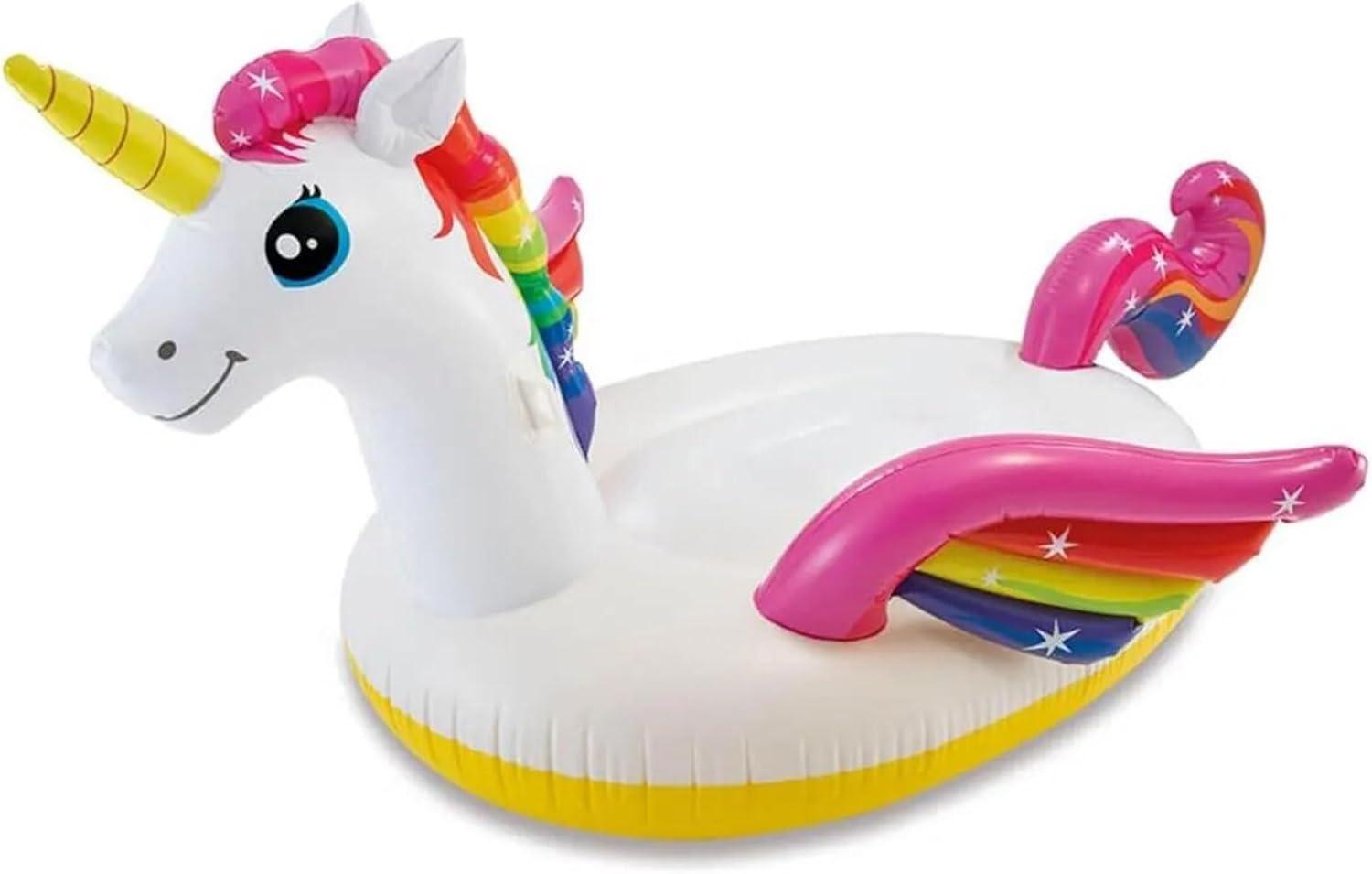 imageINTEX Enchanted Unicorn Inflatable Pool Float Animal Pool Toy for Kids 2 HeavyDuty Handles 88lb Weight Capacity 89quot x 68quot for Ages 3