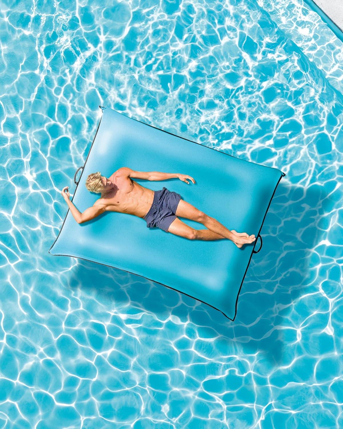 imageINTEX Luxe Lounge Inflatable Pool Mat Removable Fabric Cover 2 Soft Handles 440 Weight Capacity 78quot x 62quot One Mat Color May Vary